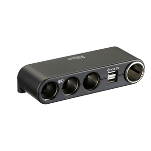 Strømudtag med 4 udtag og USB 12/24v