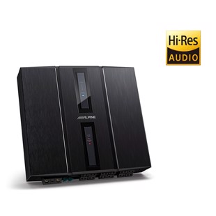Alpine status HDP-D90 14 kanal DSP bilforstærker med sort børstet metal finish og Hi-Res Audio logo, udgået model
