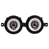Alpine sxe-0825s 87mm 2 vejs højttaler med 3,5 tommer hvid membran og sort kant, frontudsigt.
