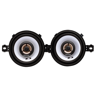 Alpine sxe-0825s 87mm 2 vejs højttaler med 3,5 tommer hvid membran og sort kant, frontudsigt.