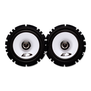 Alpine SXE-1725S 16,5cm 2 vejs coaxial højttalere med hvid membran og sort gummiomkreds set forfra