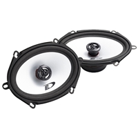 Alpine SXE-5725S 5x7" 2 vejs coaxial bilhøjttalere med hvid membran og sort kant, designet til klar lyd og nem installation.