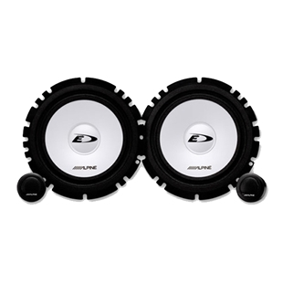 Alpine SXE-1750S 16,5 cm komponent system med højkvalitets bilhøjttalere og diskantelementer i hvidt og sort design
