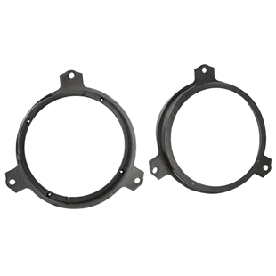 Sort højttalerramme til fordør med 165mm diameter, designet til montering i bilens dørpaneler.