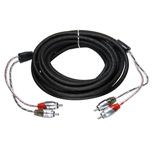 Sort phonokabel på 5 meter med eksklusive RCA-stik og flettet ydre kabelbeskyttelse til optimal lydforbindelse