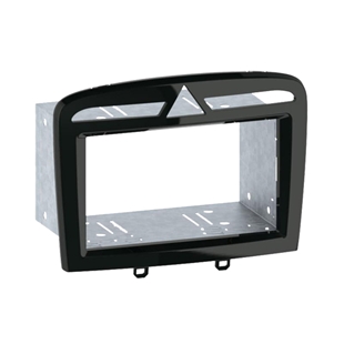 2-DIN kit til Peugeot bil, sort ramme med metal montering, kompatibel med dobbelt DIN bilradioer
