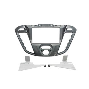 2-DIN monteringskit til Ford Transit Custom og Tourneo, grå plastikramme og metalbeslag til bilradio installation
