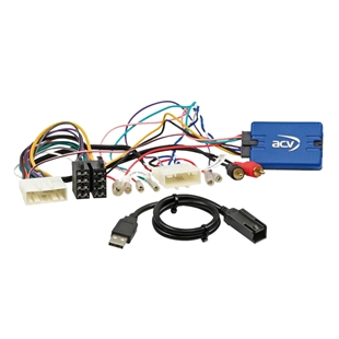 ACV ratstyring til Nissan til Alpine bilstereo med kabler og USB adapter.