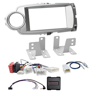 2-DIN kit Toyota Yaris (XP13) 10/11-08/14 sølv ratbetj.