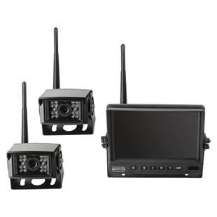 7" Bakkamera sæt med 2 kameraer (trådløst) 12V + 24V