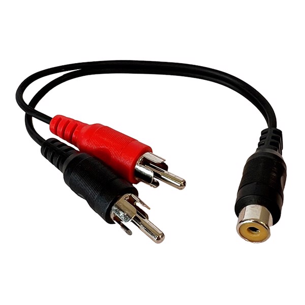 Adapter 2x RCA han til 1 hun (Udgået)