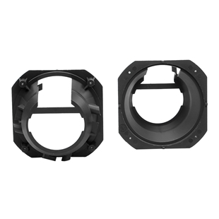 To sorte højttalerrammer til Laguna 95 bag, 100 mm i diameter, set forfra og bagfra.