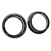 Sort højttalerramme til VW biler, egnet til for- og baglygter, diameter 165mm, i robust plastik.
