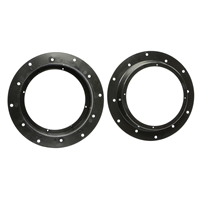 Sort højttalerramme i plast til VW diverse fordør med 165mm diameter, vises front og side.