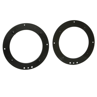 Sort højttaleradapter til ombytning fra 165mm til 130mm højttalere med monteringshuller.