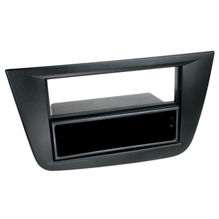 Sort radioramme til 2-DIN installation i Seat Altea og Toledo 2004-2005 med ekstra opbevaringsrum.