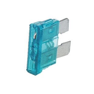 Fladsikring 15 amp i blå farve med metalben, til bil og el-installation, 50 stk. pakke.