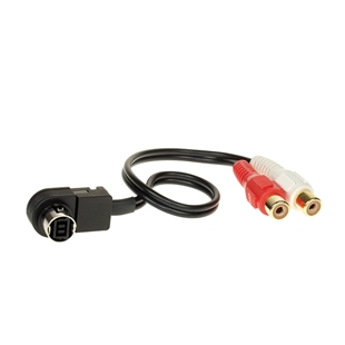 Sort Aux adapter kabel til Alpine og JVC bilstereo med rød og hvid RCA hunstik forbindelse