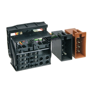 Isostik Ford quadlock bilstik med sort, brun og sort adapter til bilradio-installation