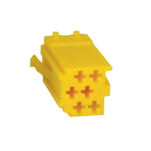 Gult 6-pin hus til MINI-isostik connector til elektriske forbindelser.