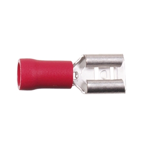 Hunstik med rød isolering, 4,8 mm bredde, egnet til elektriske forbindelser, 100 stk. pakke.