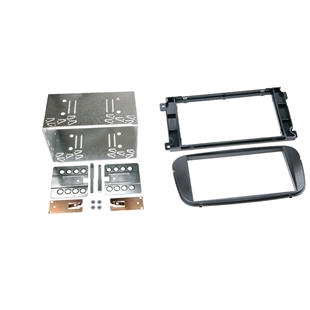 2-DIN montagekit til Ford biler i sort, inkl. metalramme og plastbeslag til installation af dobbeltdin bilstereo