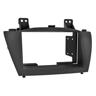 Sort radioramme 2-DIN til montering af bilradio i Hyundai ix35, robust plastikdesign.