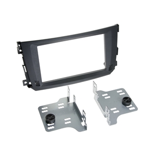 2-DIN monteringskit til Smart Fortwo 2010 og frem, sort ramme med metalbeslag til bilradio installation