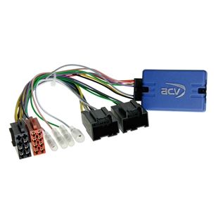 ACV ratstyring adapter til Saab bil med tilslutninger til Alpine audio system, blå modul og farvede ledninger