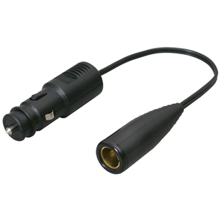 Adapter til cigarstik til 12/24v strømforsyning med 16 ampere, sort kabel med stik og hunstik, tilslutning i bil eller campingvo