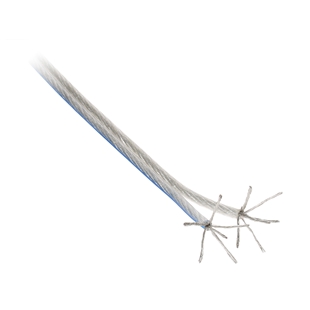 ACV højtaler kabel 2x1,5mm2 med 200 meter længde, transparent isolering og kobbertråde.