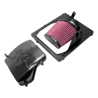 K&N luftfilter airbox med pink konisk filter til Opel Zafira og Astra med sort plastcover og monteringsramme.