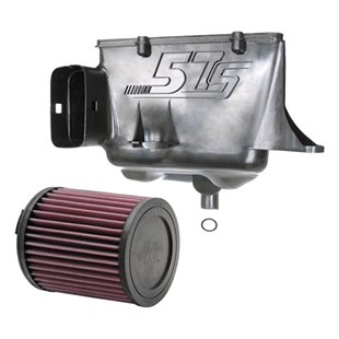 K&N filter airbox i metal med rund, rød luftfilterindsats, designet til VAG modeller fra 2009 og frem, forbedrer luftstrøm og mo