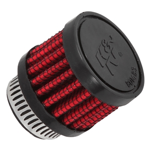 K&N filter 62-1560 i rød med sort gummiring og metalindsats, designet til effektiv filtrering og genbrugbar ydeevne.