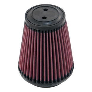 K&N filter RU-5141 luftfilter med rund form, rød plettet filtermateriale og sort gummiring yderst.