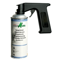 Motip håndtag til spraydåse i sort plastik med ergonomisk greb for nem og præcis påføring af spraymaling