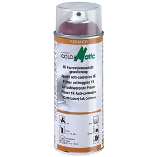 Spraydåse med ColorMatic Fyldprimer HG8 i rød farve, 400 ml, bruges som korrosionsbeskyttende primer.