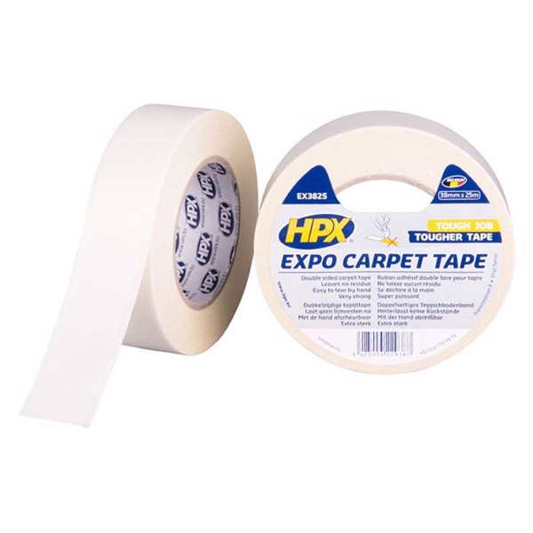 Expol tape til tæpper, hvid, 38mm x 25m