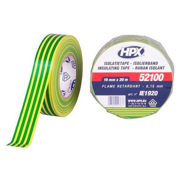 Lux isolerbånd gul/grøn 10 rl. 19mm x 20m