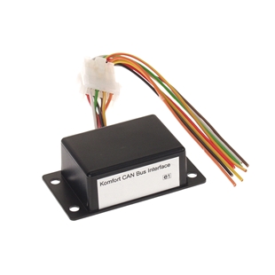 Sort ACV CAN bus adapter til Citroën med farvede ledninger og hvid stikforbindelse, mærket Komfort CAN Bus Interface