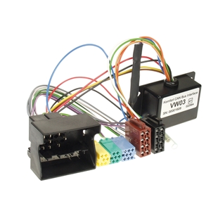 ACV CAN Bus adapter til VW med mute-funktion og flere farvede stik samt ledninger til bilradiointegration