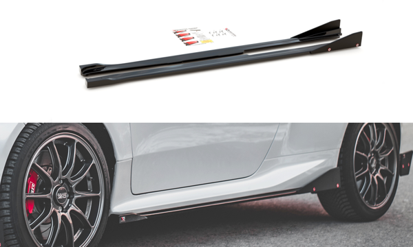 Maxton Side Skirts Diffusers + Flaps V.2 Toyota Gr Yaris Mk4 - Gloss Black