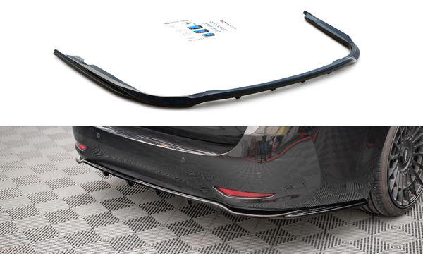 Maxton Central Rear Splitter (With Vertical Bars) Toyota Avensis Mk3 Facelift - Gloss Black