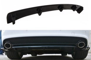 Maxton Central Rear Splitter Audi A5 S-Line Facelift (With A Vertical Bar) - Gloss Black