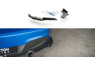 Maxton Racing Durability Rear Side Splitters + Flaps BMW M135I F20 - Black + Gloss Flaps    