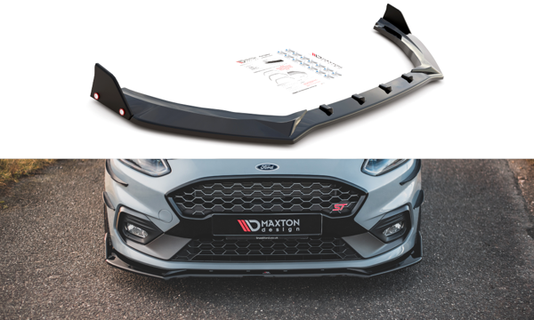 Maxton Front Splitter + Flaps V.4 Ford Fiesta St / St-Line - Gloss Black