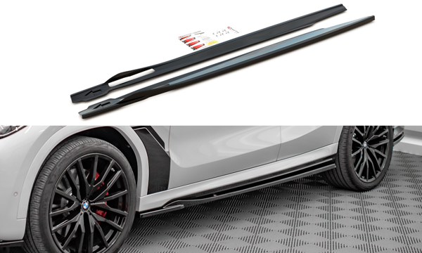 Maxton Side Skirts Diffusers BMW X6 M-Pack G06 - Gloss Black