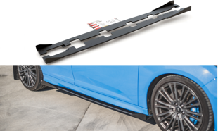 Maxton Racing Durability Side Skirts Diffusers + Flaps Ford Focus RS Mk3 - Black + Gloss Flaps    