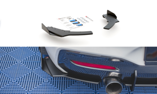 Maxton Racing Durability Rear Side Splitters V.2 + Flaps For BMW 1 F20 M140I  - Black + Gloss Flaps    