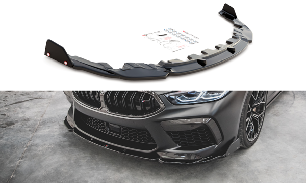 Maxton Front Splitter + Flaps V.1 BMW M8 Gran Coupe F93 - Gloss Black